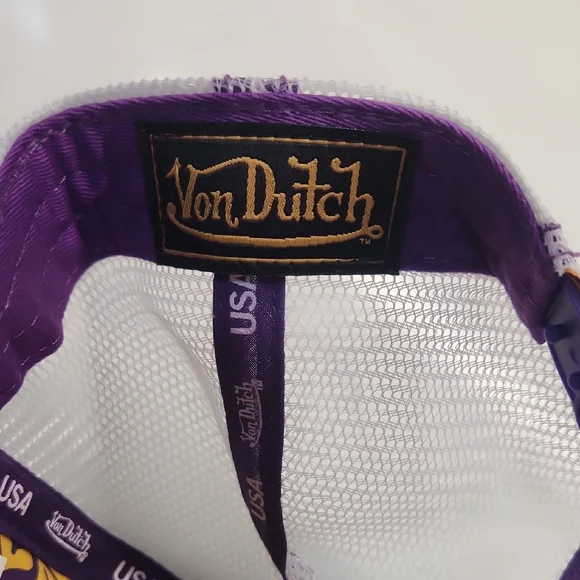 Von Dutch Yellow & Purple Mesh Logo Patch Hat